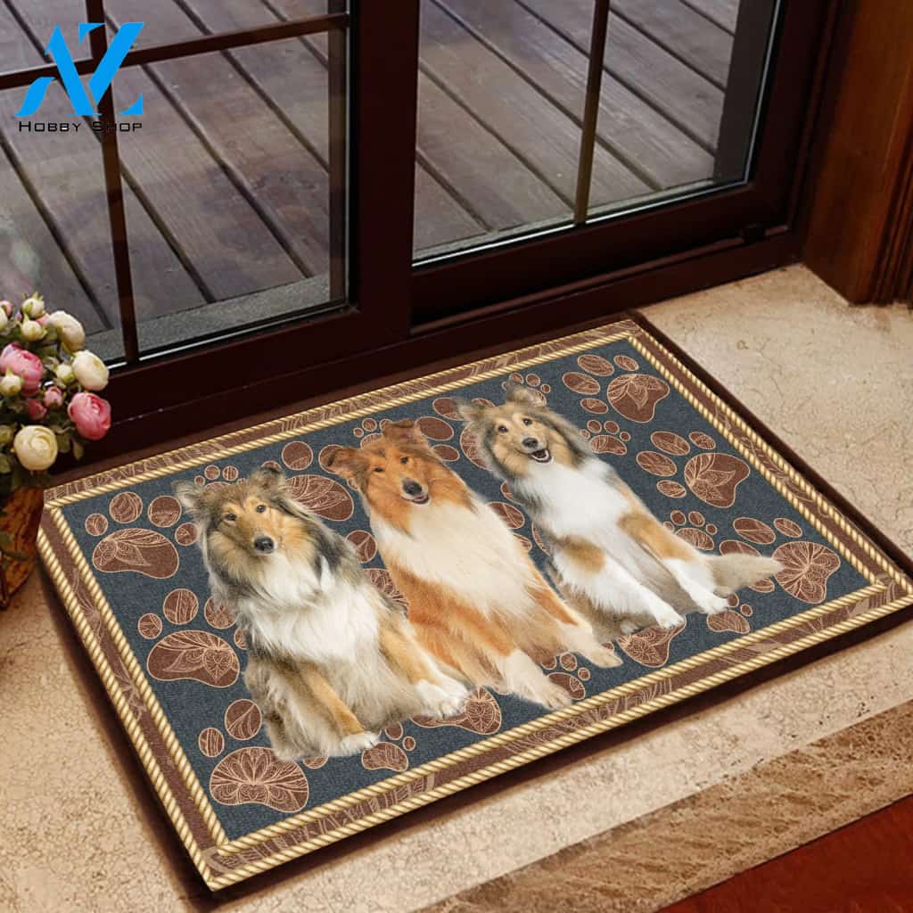 Collie Flower Paw H11805 - Door Mat | Welcome Mat | House Warming Gift
