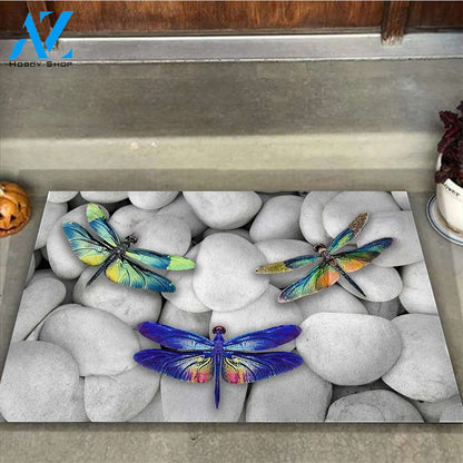 Coloful Dragonfly Faith Hope Love Doormat Gift For Dragonfly lovers Gift For Friend Family Home Decor Warm House Gift Welcome Mat