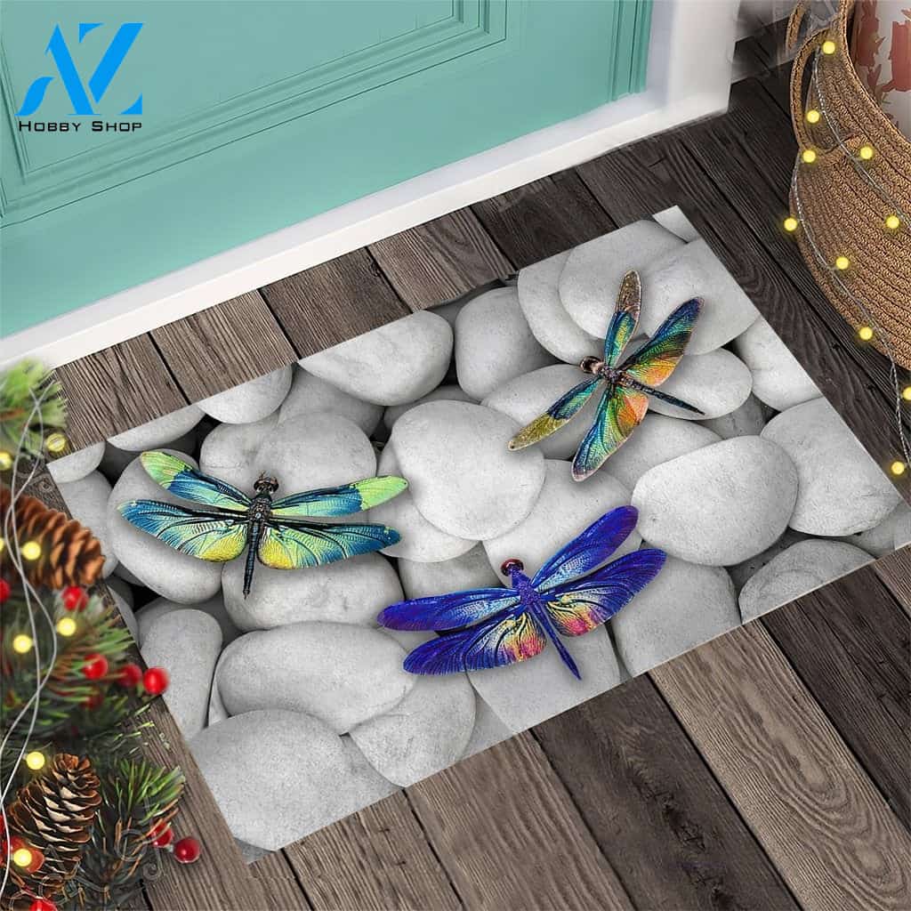 Coloful Dragonfly Faith Hope Love Doormat Gift For Dragonfly lovers Gift For Friend Family Home Decor Warm House Gift Welcome Mat