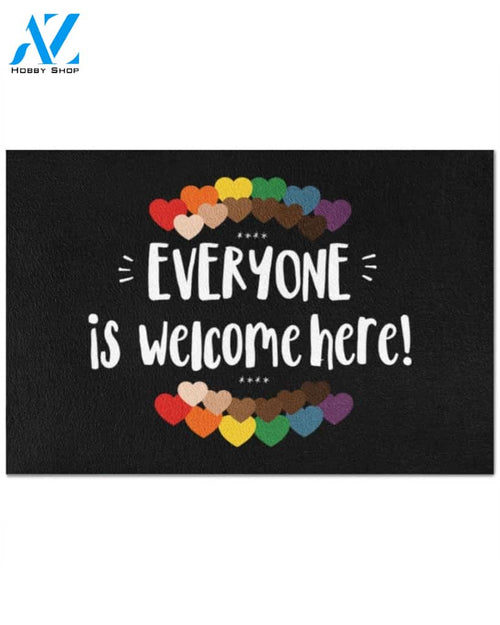 Color Hearts Everyone Is Welcome Here Indoor And Outdoor Doormat Warm House Gift Welcome Mat Funny Birthday Gift