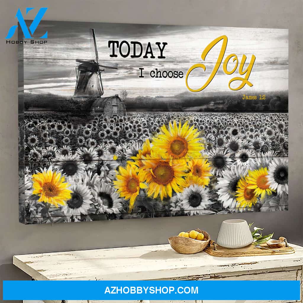 Color pop sunflower - Today I choose joy - Jesus Landscape Canvas Prints - Wall Art
