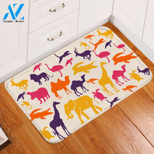 Colorful Animal Shadows Door Mat
