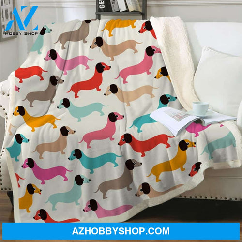 Colorful Baby Dachshund Fleece Blanket Gift For Dachshund Lover Birthday Gift Home Decor Bedding Couch Sofa Soft and Comfy Cozy
