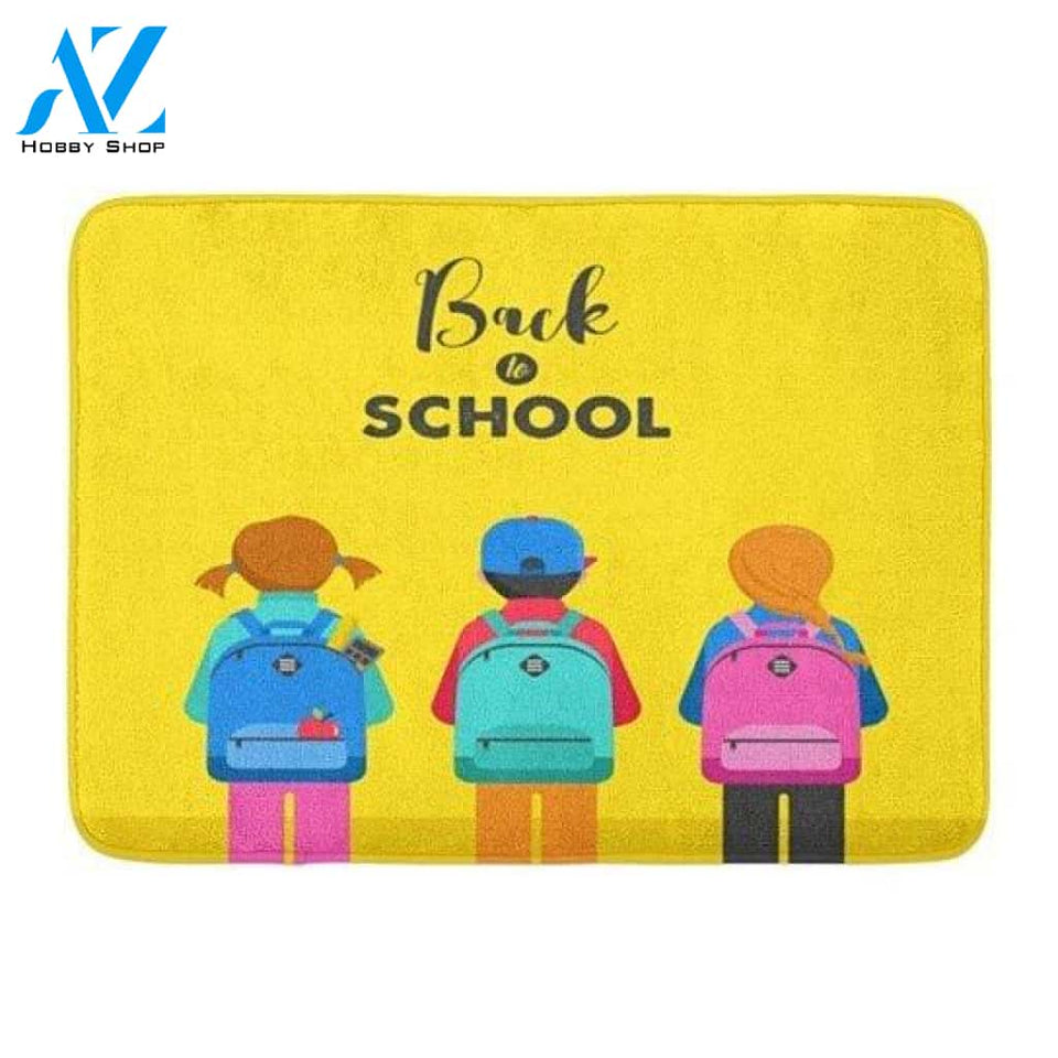 Colorful Baggage Students Backpacks Back to School Cartoon Doormat Entrance Rug Classroom Decor Housewarming Gift Gift for Teachers Gift for Students