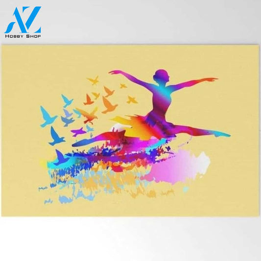 Colorful Ballet Dancer With Flying Birds Doormat Welcome Mat House Warming Gift Home Decor Funny Doormat Gift Idea
