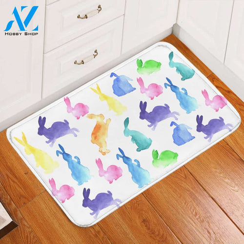 Colorful Bunnies White Door Mat