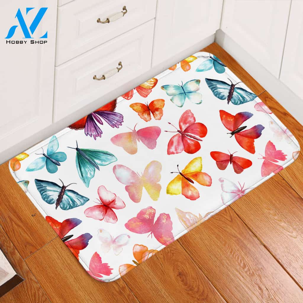 Colorful Butterflies Door Mat