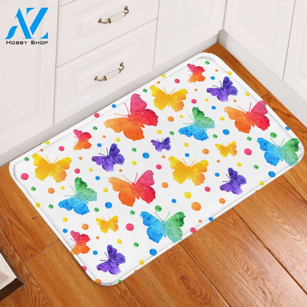 Colorful Butterflies Door Mat