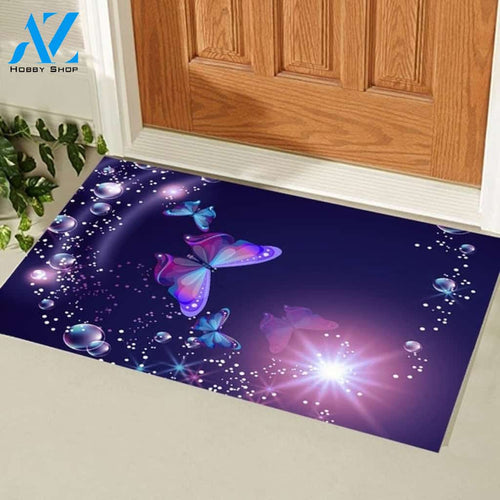 Colorful Butterfly Flower Indoor and Outdoor Doormat Welcome Mat Housewarming Gift Home Decor Funny Doormat Gift for Family