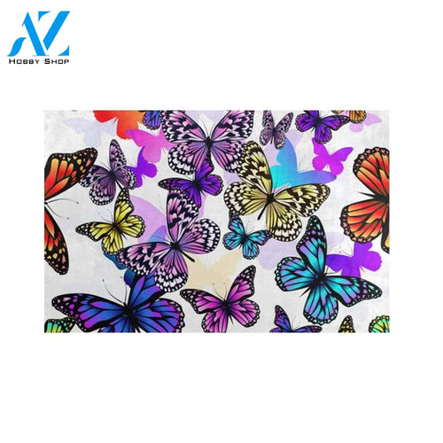 Colorful Butterfly Group Area Rug Doormat Indoor and Outdoor Mat Entrance Rug Sweet Home Decor Housewarming Gift for Friend Family