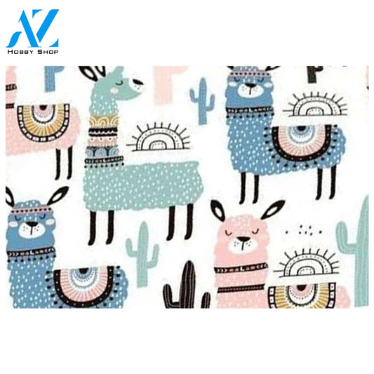 Colorful Cactus Alpaca Llama White Printed Doormat Home Decor Welcome Mat Doormat Warm House Gift Welcome Mat Gift for Friend Family