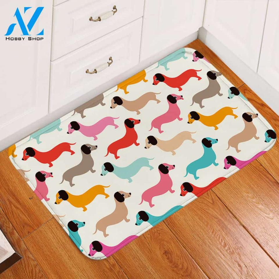 Colorful Dachshunds Door Mat