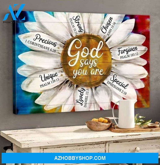 Colorful Daisy - God says you are Jesus Landscape Canvas Prints - Wall Art