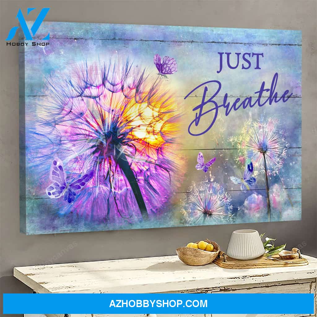 Colorful dandelion - Just breathe Canvas Wall Art