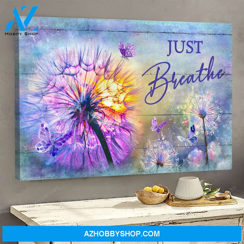 Colorful dandelion - Just breathe Canvas Wall Art
