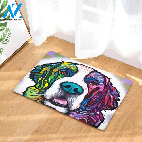 Colorful Dog Easy Clean Welcome DoorMat | Felt And Rubber | DO2238