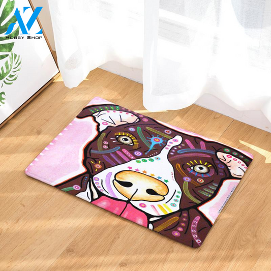 Colorful Dog Easy Clean Welcome DoorMat | Felt And Rubber | DO2234