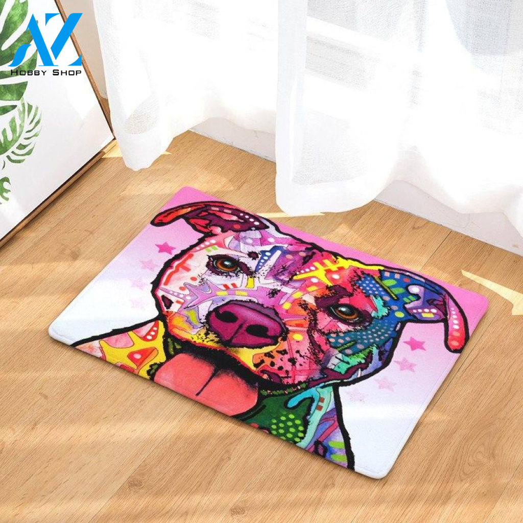 Colorful Dog Easy Clean Welcome DoorMat | Felt And Rubber | DO2235