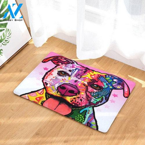 Colorful Dog Easy Clean Welcome DoorMat | Felt And Rubber | DO2235