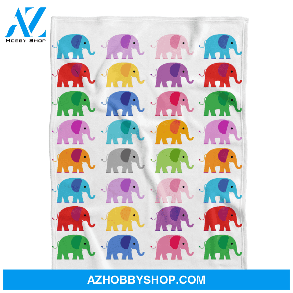 Colorful Elephants Blanket, Gift For Kids Family Friend Gift For Elephants Lovers