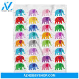 Colorful Elephants Blanket, Gift For Kids Family Friend Gift For Elephants Lovers