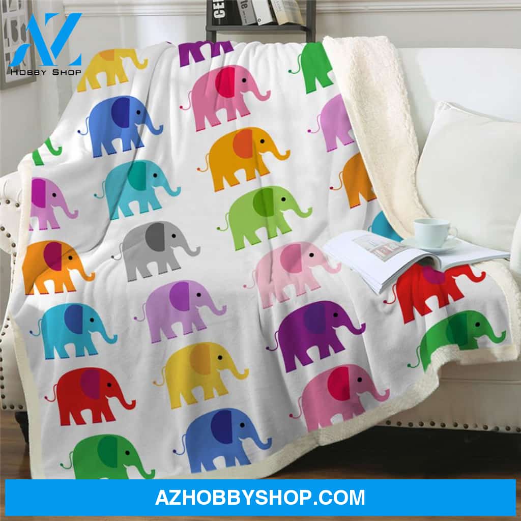 Colorful Elephants Blanket, Gift For Kids Family Friend Gift For Elephants Lovers