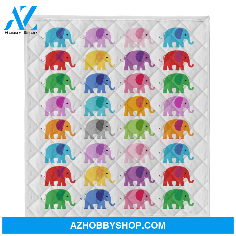 Colorful Elephants Blanket, Gift For Kids Family Friend Gift For Elephants Lovers