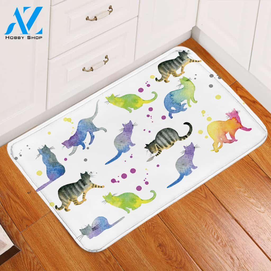 Colorful Kitty Patterns Door Mat