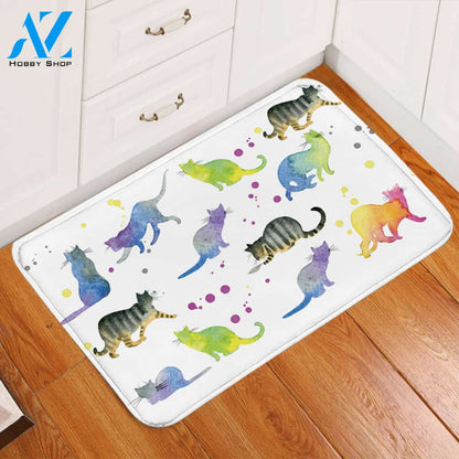 Colorful Kitty Patterns Door Mat