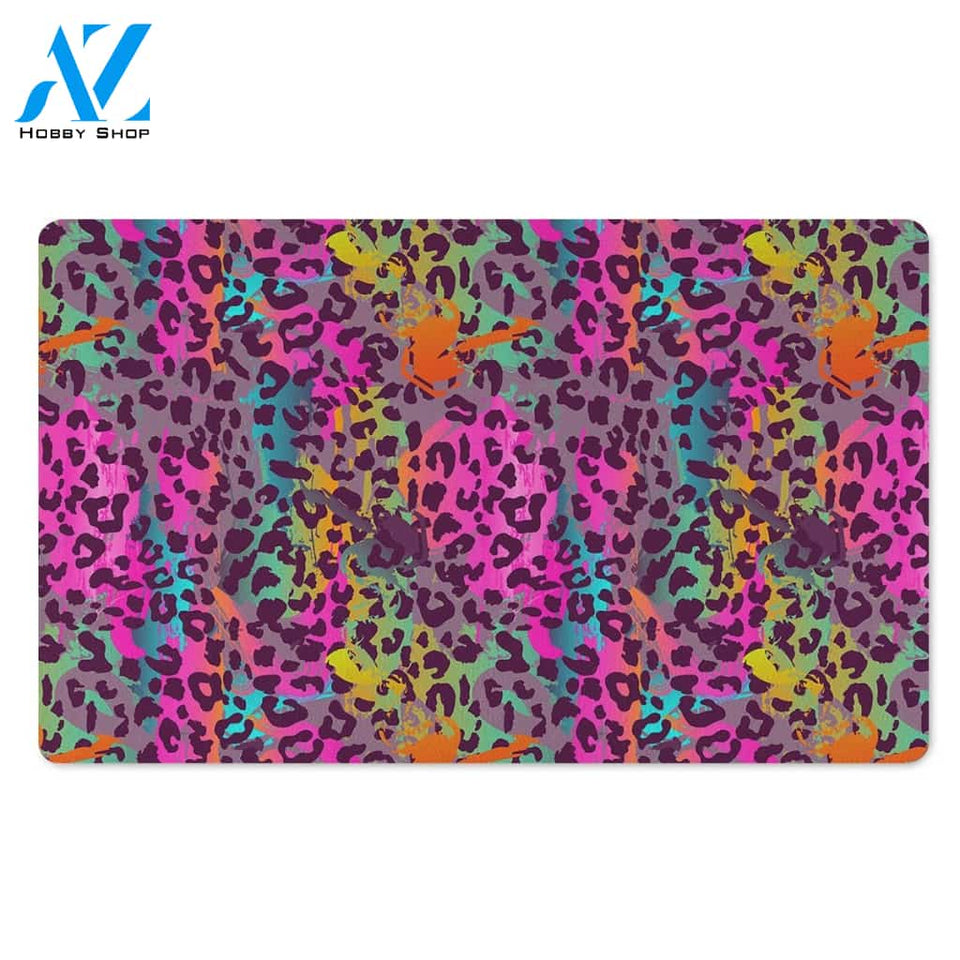 Colorful Leopard Door Mat
