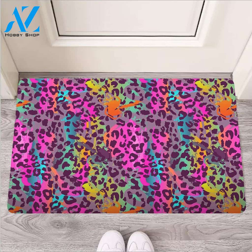 Colorful Leopard Door Mat