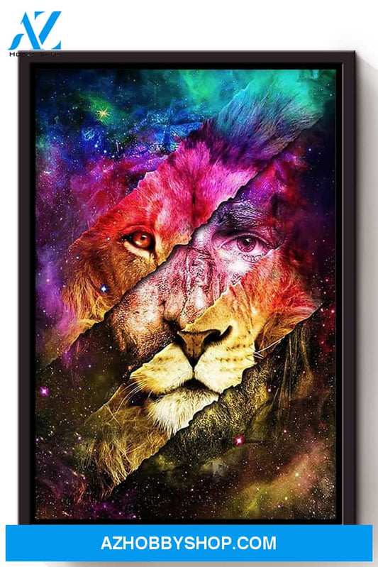 Colorful Lion Of Judah Christian Wall Art Gift For Christmas Canvas And Poster, Wall Decor Visual Art