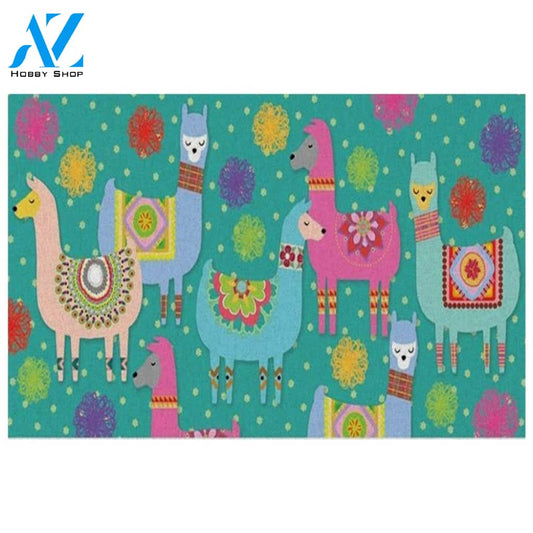 Colorful Llama Party Non-Slip Printed Doormat For Home Decor Doormat Warm House Gift Welcome Mat Gift for Friend Family
