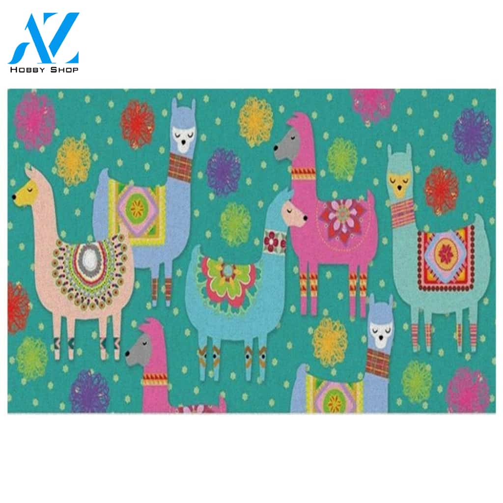 Colorful Llama Party Non-Slip Printed Doormat For Home Decor Doormat Warm House Gift Welcome Mat Gift for Friend Family