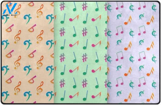 Personalized Name Family House Colorful Music Notes Area Rug Indoor And Outdoor Doormat Warm House Gift Welcome Mat Birthday Gift For Music Lovers