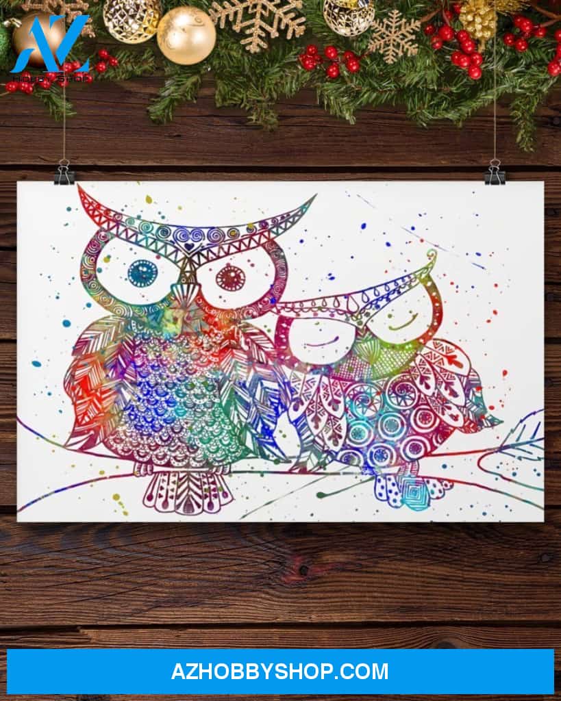 Colorful Owls Gift Family Canvas Wall Art