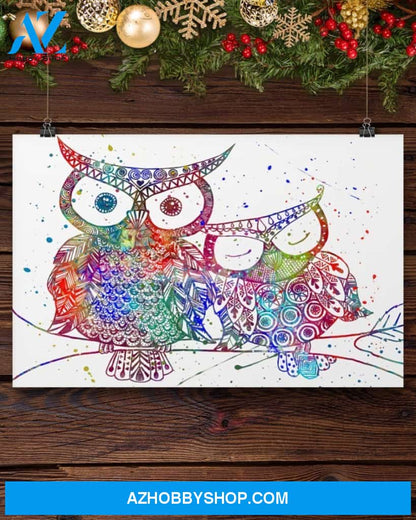 Colorful Owls Gift Family Canvas Wall Art