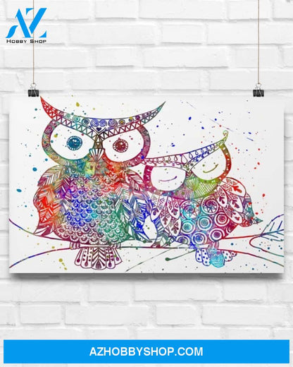 Colorful Owls Gift Family Canvas Wall Art