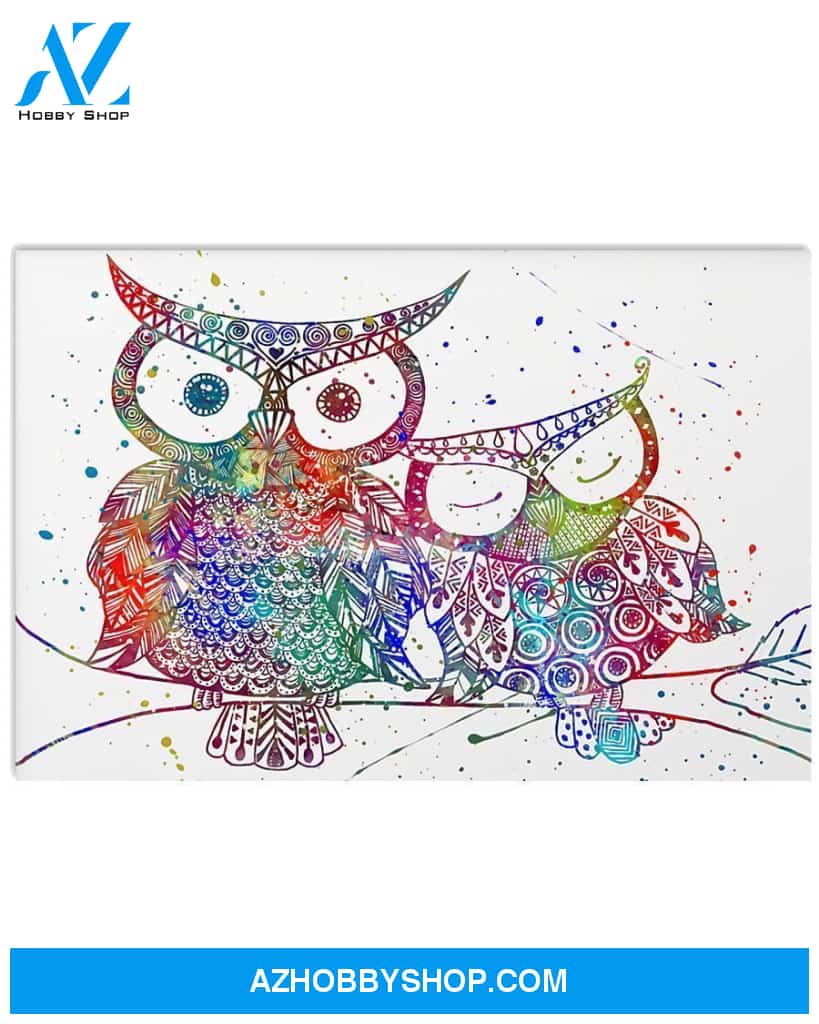 Colorful Owls Gift Family Canvas Wall Art