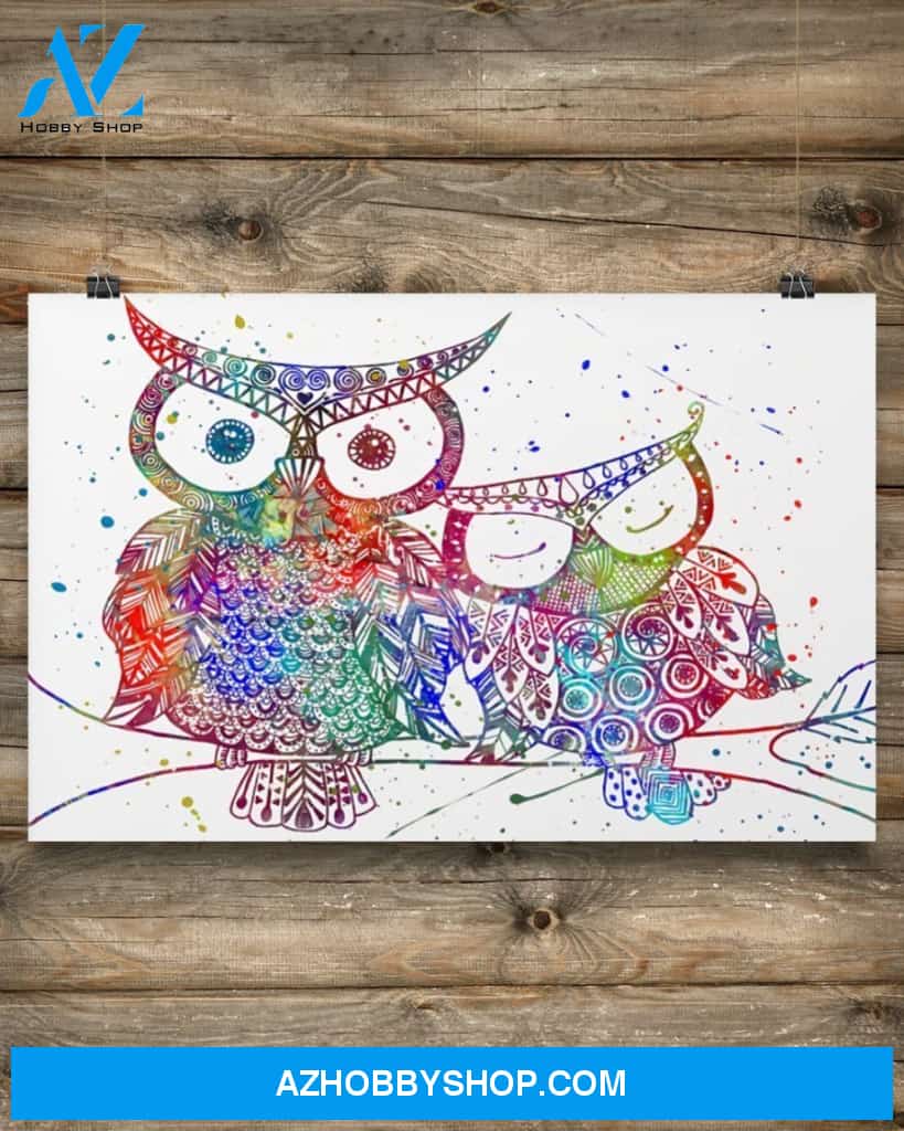 Colorful Owls Gift Family Canvas Wall Art