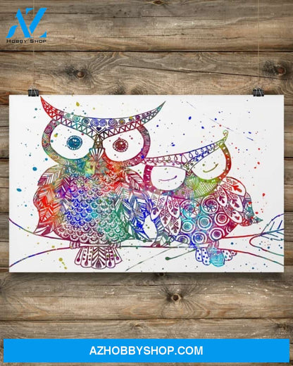 Colorful Owls Gift Family Canvas Wall Art