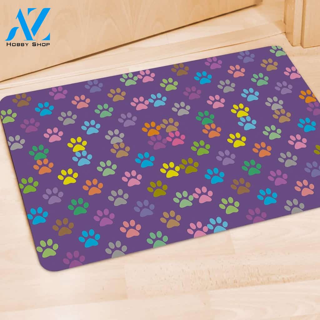 Colorful Paw Door Mat