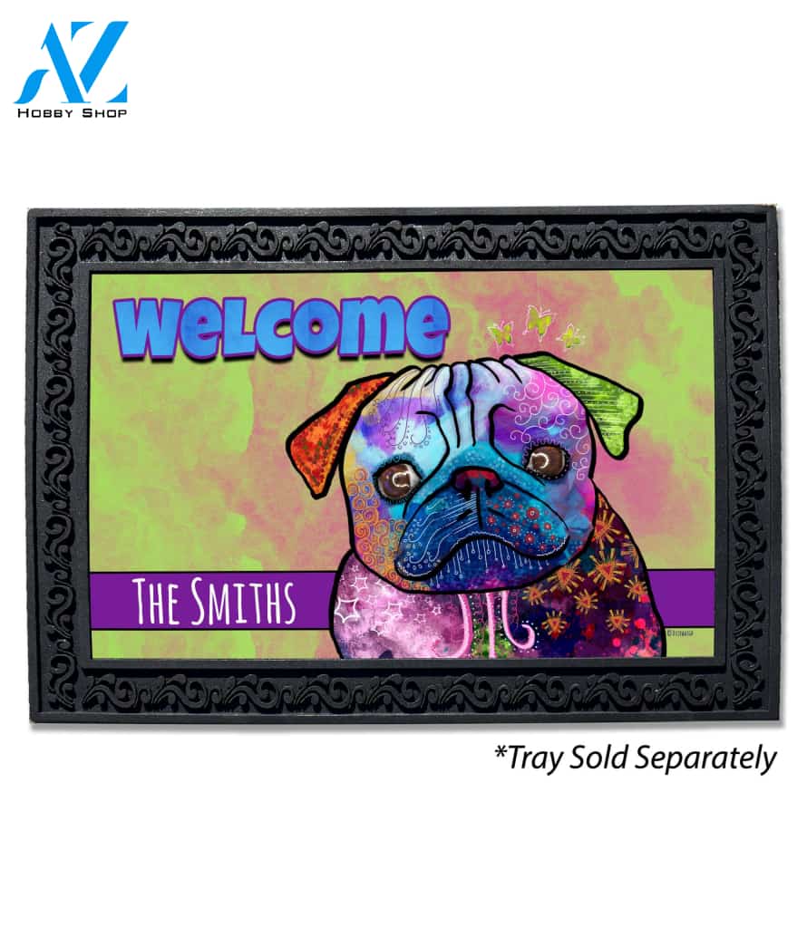 Colorful Pets Pug Personalized Doormat - 18" x 30"