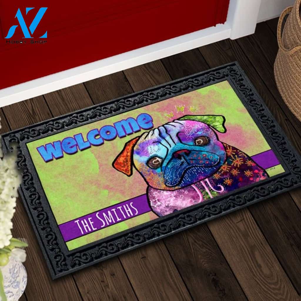 Colorful Pets Pug Personalized Doormat - 18" x 30"