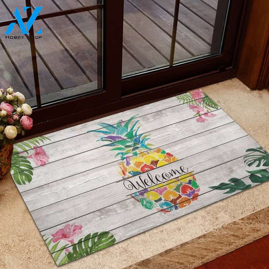 Colorful Pineapple Welcome Summer Funny Indoor And Outdoor Doormat Warm House Gift Welcome Mat Birthday Gift For Friend Family
