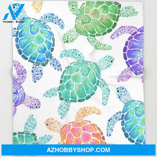 Colorful Sea Turtle Fleece Blanket Home Decor Bedding Couch Sofa Soft And Comfy Cozy Gift For Friend Family