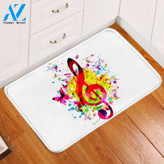 Colorful Treble Clef White Door Mat