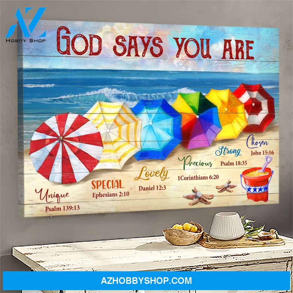 Colorful umbrella - God says you are Jesus Landscape Canvas Prints, Wall Art