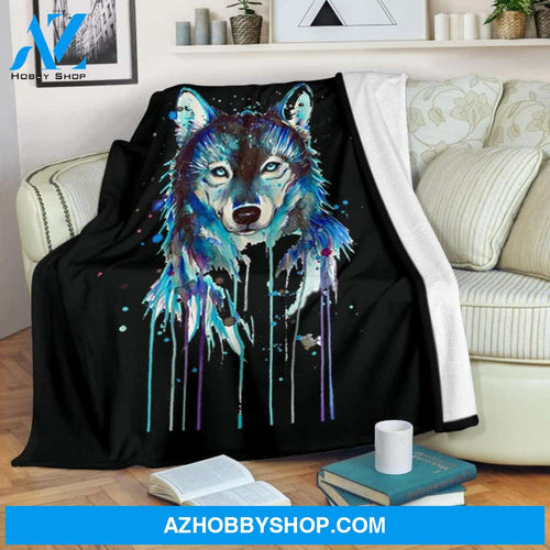 Colorful Wolf Fleece Blanket Gift For Family Birthday Gift Couple Gift Wolves Lovers Gift Children Gift Parents Gift Home Decor Bedding Couch Sofa Soft and Comfy Cozy