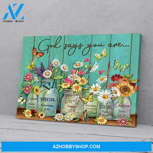 Colors Flowers Butterlfy Poster Prints, God Says You Are Poster Canvas Wall Decor Visual Art